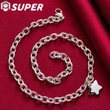 925 Silver Star Pendant Necklace 18-Inch Chain Wedding Jewelry