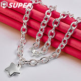 925 Silver Star Pendant Necklace 18-Inch Chain Wedding Jewelry