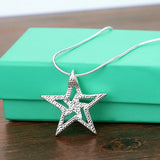925 Silver Star Pendant Necklace Zircon Charm Women Necklace