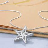 925 Silver Star Pendant Necklace Zircon Charm Women Necklace