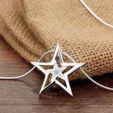 925 Silver Star Pendant Necklace Zircon Charm Women Necklace