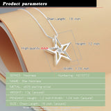 925 Silver Star Pendant Necklace Zircon Charm Women Necklace