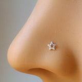 925 Silver Star Shape Nose Studs Pin 20pcs