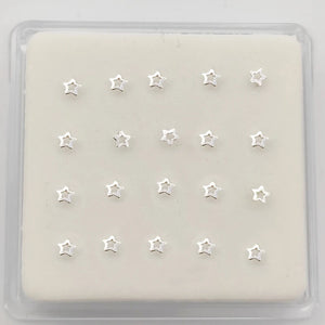 925 Silver Star Shape Nose Studs Pin 20pcs