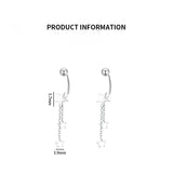 925 Silver Star Shape Pendant Earrings Tassel Chain Bestie Wedding Jewelry