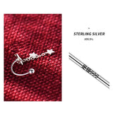 925 Silver Star Shape Pendant Earrings Tassel Chain Bestie Wedding Jewelry