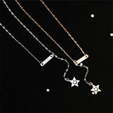 925 Silver Star Smile Face Pendant Tassel Necklace Women Collar Chain