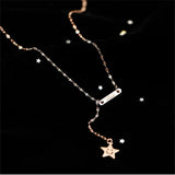 925 Silver Star Smile Face Pendant Tassel Necklace Women Collar Chain