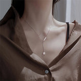 925 Silver Star Smile Face Pendant Tassel Necklace Women Collar Chain