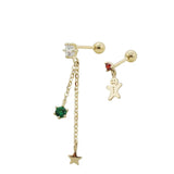 925 Silver Star Snowman Drop Earrings Fairy Tassel Zircon Gift