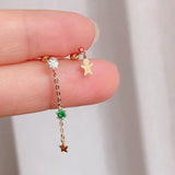 925 Silver Star Snowman Drop Earrings Fairy Tassel Zircon Gift