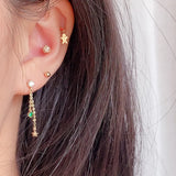 925 Silver Star Snowman Drop Earrings Fairy Tassel Zircon Gift