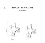 925 Silver Star Stud Earrings Women Girl Gift Banquet Jewelry