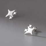 925 Silver Star Stud Earrings Women Girl Gift Banquet Jewelry