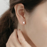 925 Silver Star Stud Earrings Women Girl Gift Banquet Jewelry