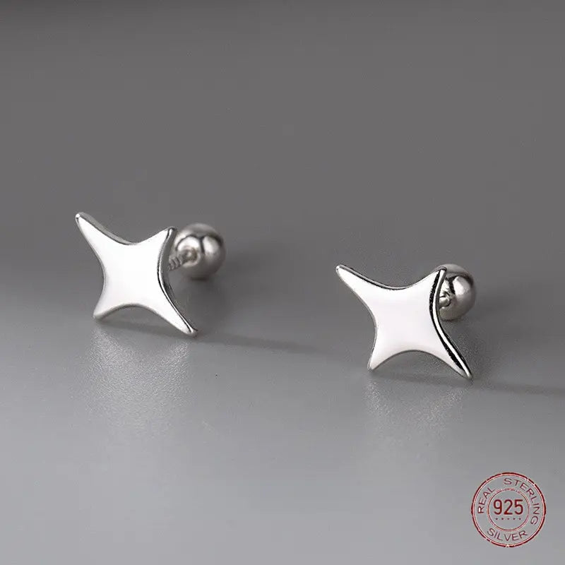 925 Silver Star Stud Earrings Small Simple Jewelry
