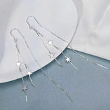 925 Silver Star Tassel Earrings Long Earrings Birthday Gift