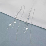 925 Silver Star Tassel Earrings Long Earrings Birthday Gift