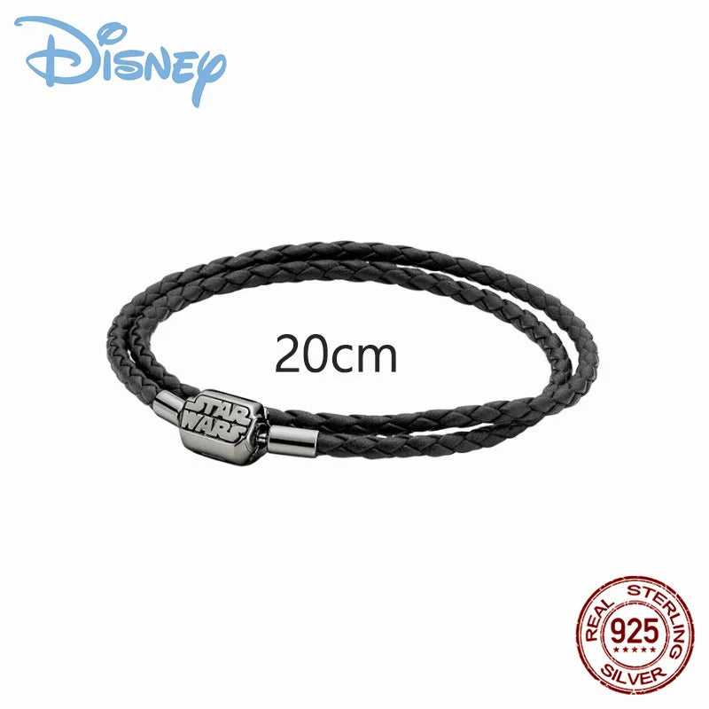 925 Silver Star Wars Reversible Leather Bracelet Charms Original Beads Necklace