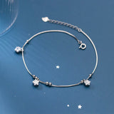 925 Silver Star Zircon Anklet Foot Bracelet for Women