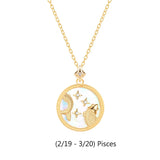 925 Silver Star Zodiac Constellation Mother of Pearl Shell Necklace