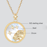 925 Silver Star Zodiac Constellation Mother of Pearl Shell Necklace