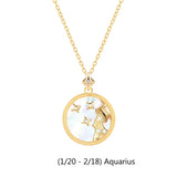 925 Silver Star Zodiac Constellation Mother of Pearl Shell Necklace