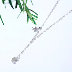 925 Silver Star zircon Necklaces For Women Lady Gift