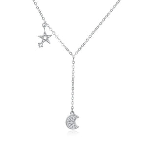 925 Silver Star zircon Necklaces For Women Lady Gift