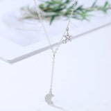 925 Silver Star zircon Necklaces For Women Lady Gift