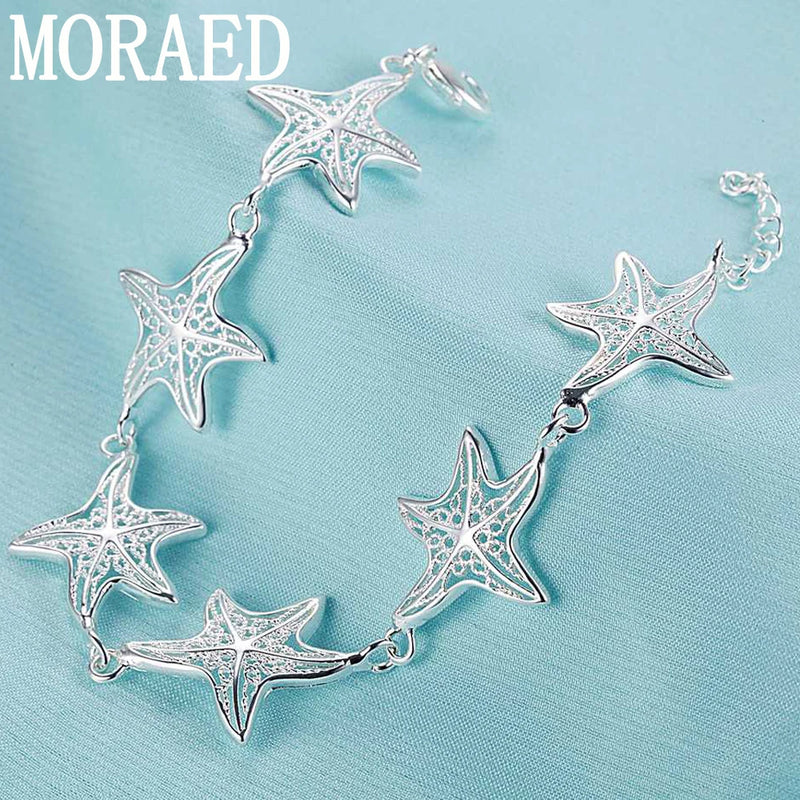 Starfish Charm Bracelet 925 Silver for Women