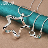 925 Silver Starfish Pendant Necklace 16-30 Inch Chain Women Party Engagement