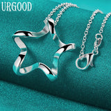 925 Silver Starfish Pendant Necklace 16-30 Inch Chain Women Party Engagement