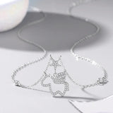 925 Silver Starlight Unicorn Chain Necklace Women Rose Plating