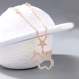 925 Silver Starlight Unicorn Chain Necklace Women Rose Plating