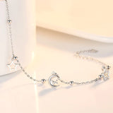 925 Silver Stars & Moon Anklet Bracelet Foot Chain Beach Jewelry Gift