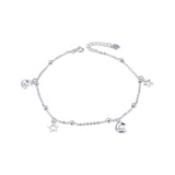 925 Silver Stars & Moon Anklet Bracelet Foot Chain Beach Jewelry Gift