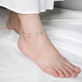 925 Silver Stars & Moon Anklet Bracelet Foot Chain Beach Jewelry Gift
