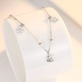 925 Silver Stars & Moon Anklet Bracelet Foot Chain Beach Jewelry Gift