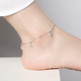 925 Silver Stars & Moon Anklet Bracelet Foot Chain Beach Jewelry Gift