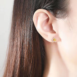 925 Silver Geometric Earrings Yellow Zircon 18K Plated Women Fine Jewelry