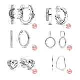 925 Silver Double Hoop Heart Earrings with Zircon Stones