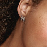 925 Silver Double Hoop Heart Earrings with Zircon Stones