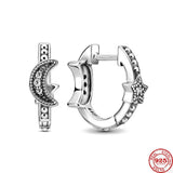 925 Silver Double Hoop Heart Earrings with Zircon Stones