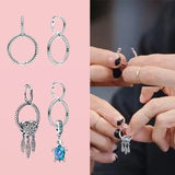 925 Silver Double Hoop Heart Earrings with Zircon Stones