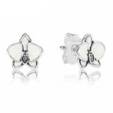 925 Silver Orchid Rainbow Heart Circles Stud Earrings