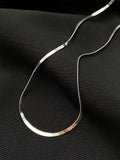 925 Sterling Silver Steel Snake Chain Necklace Women Silvery Golden Flat Chain