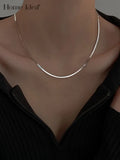 925 Sterling Silver Steel Snake Chain Necklace Women Silvery Golden Flat Chain