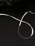 925 Sterling Silver Steel Snake Chain Necklace Women Silvery Golden Flat Chain