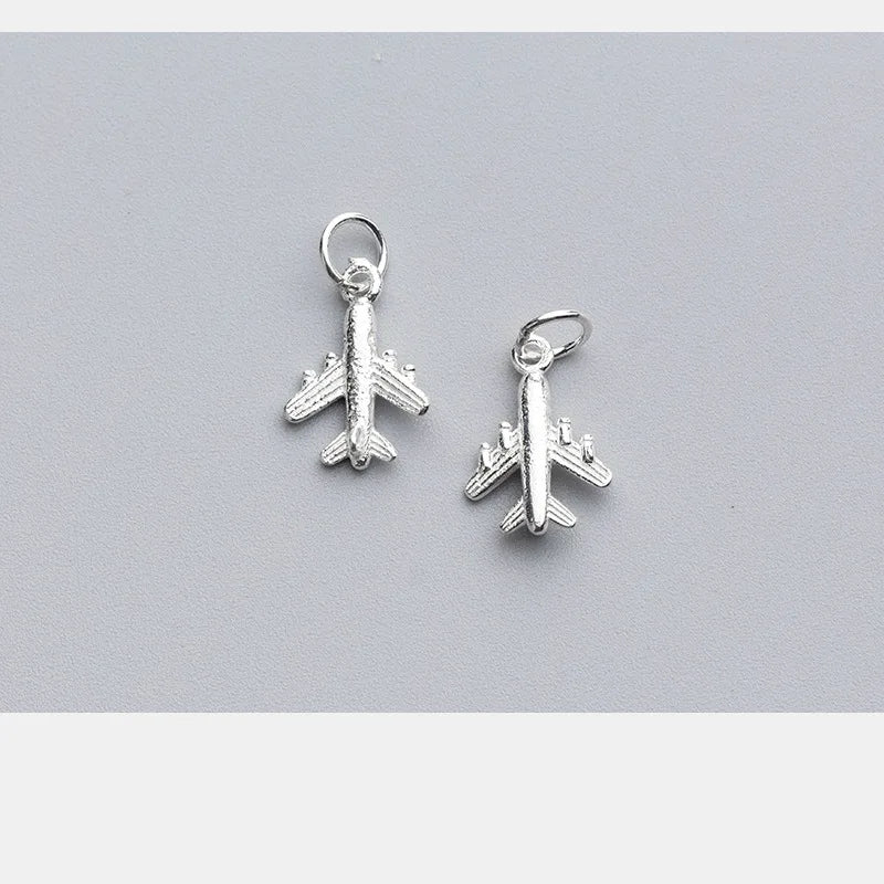 925 Silver Airplane Charms Couple Decoration DIY Jewelry Accessories